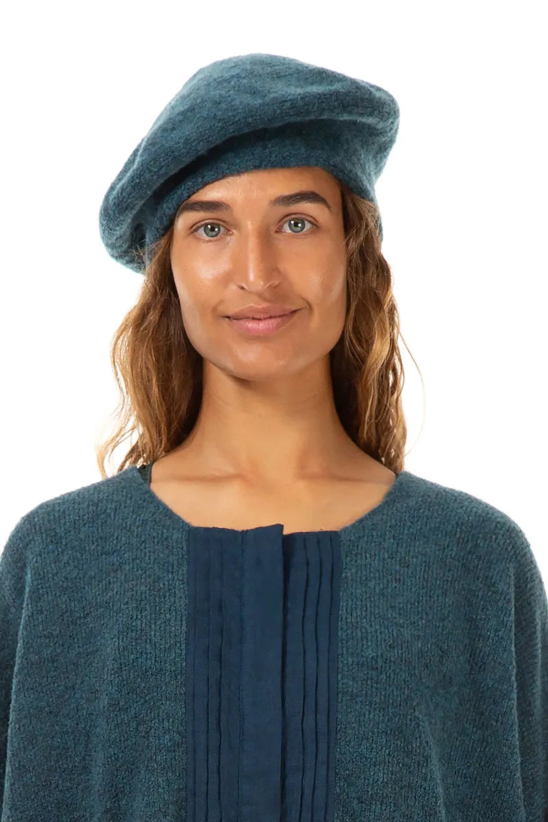 Teal Knitted Wool Beret 3