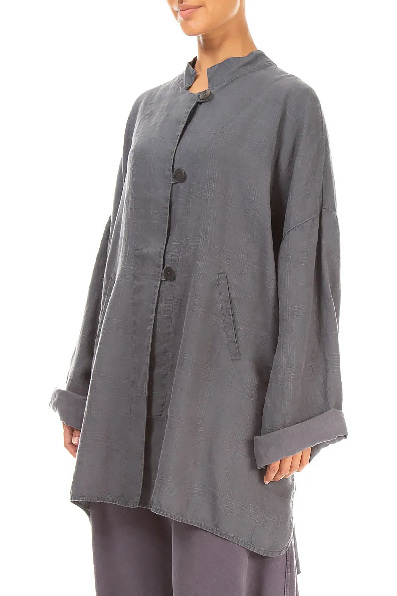 Three Button Grey Linen Jacket