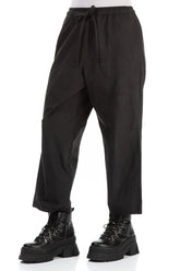 Tie Up Black Cotton Trousers 3