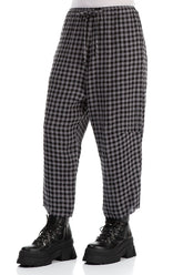 Tie Up Grey Check Linen Trousers 3