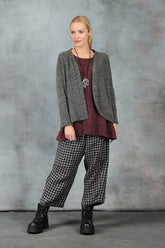 Tie Up Grey Check Linen Trousers 7