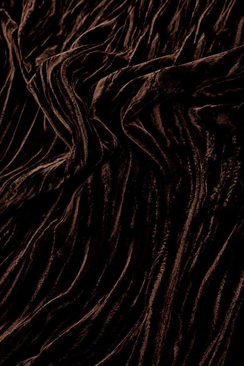 Truffle Brown Crumpled Silk Velvet Scarf