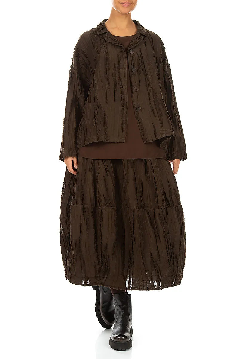 Truffle Brown Fray Weave Skirt