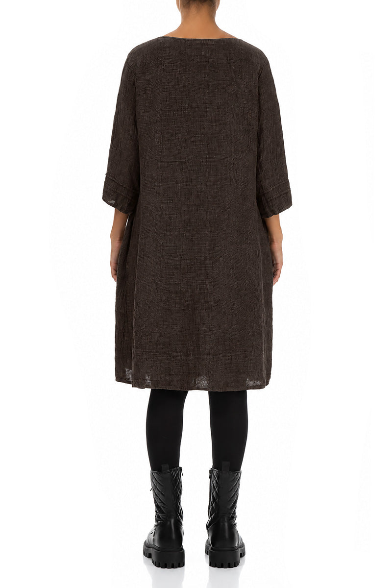 Truffle Brown Mélange Linen Smock Dress