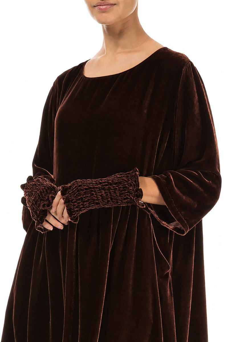 Truffle Brown Silk Velvet Wristlets