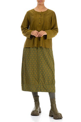 Tuck Front Olive Silk Bamboo Blouse 4