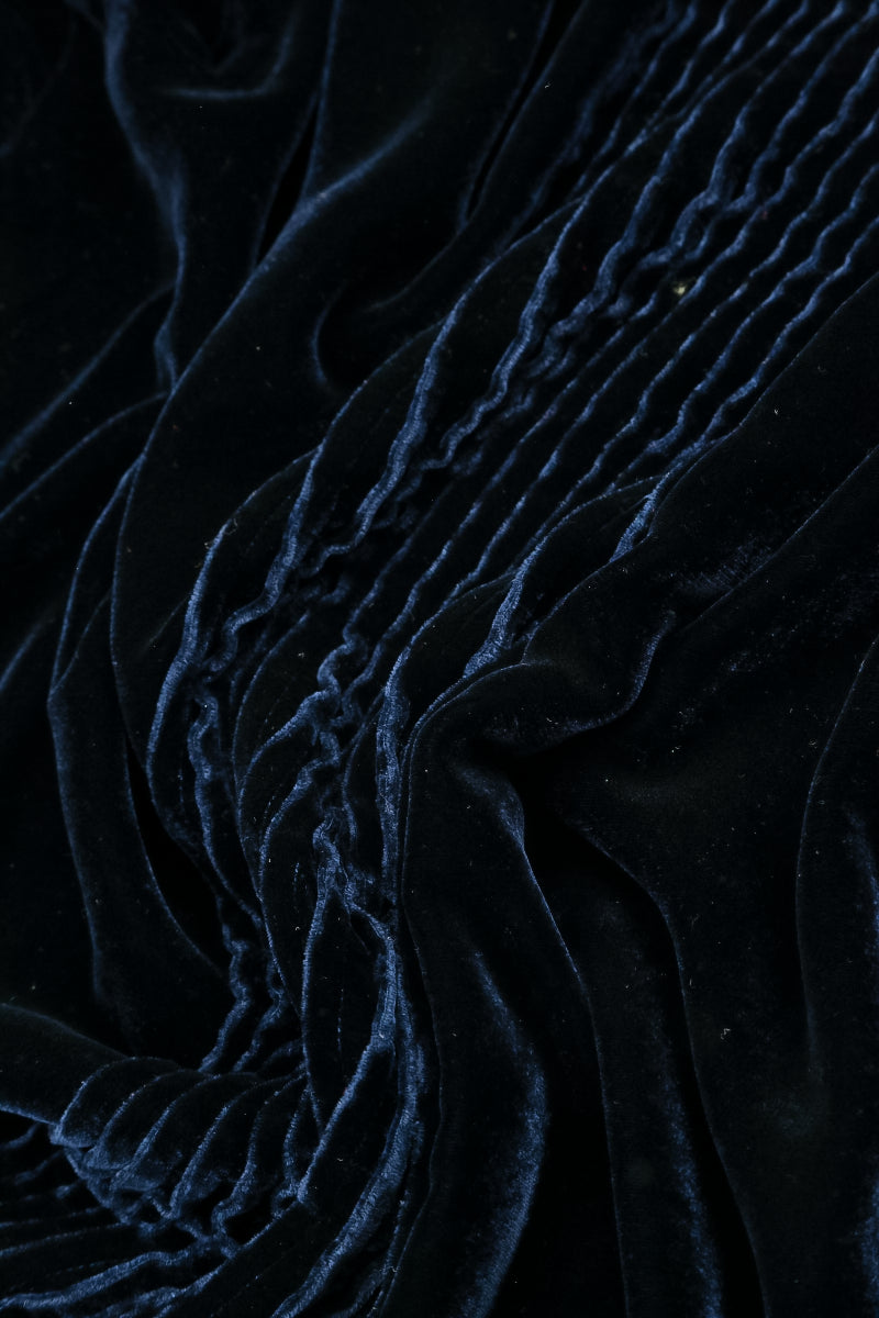 Tuck Front Royal Blue Silk Velvet Jacket