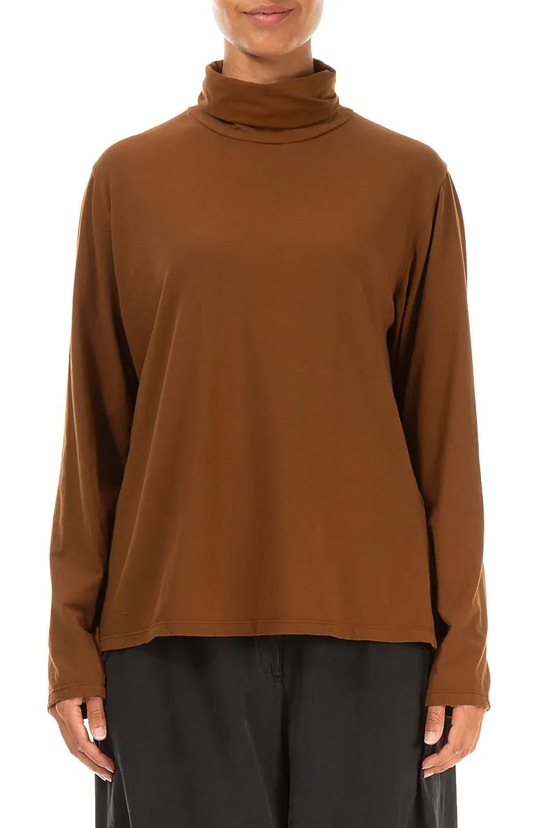 Rollkragenbluse aus gealterter Kupferbaumwolle