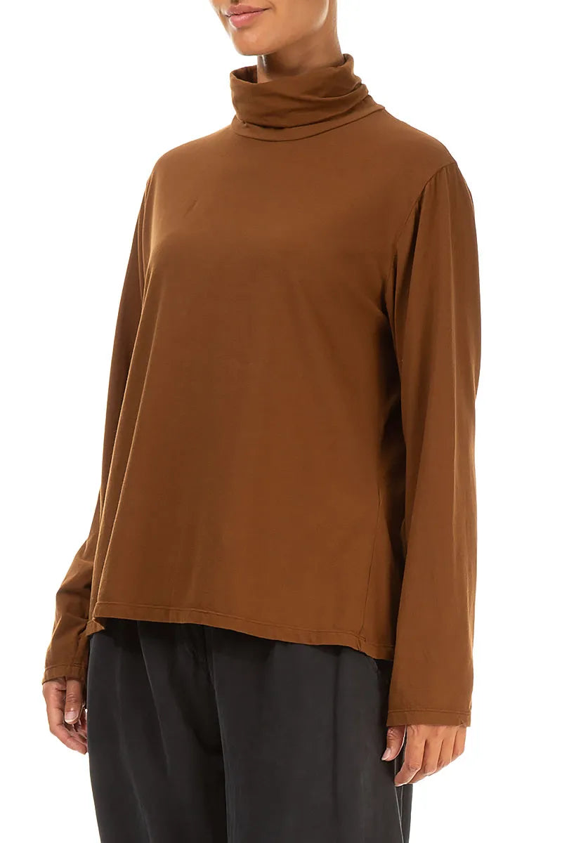 Rollkragenbluse aus gealterter Kupferbaumwolle