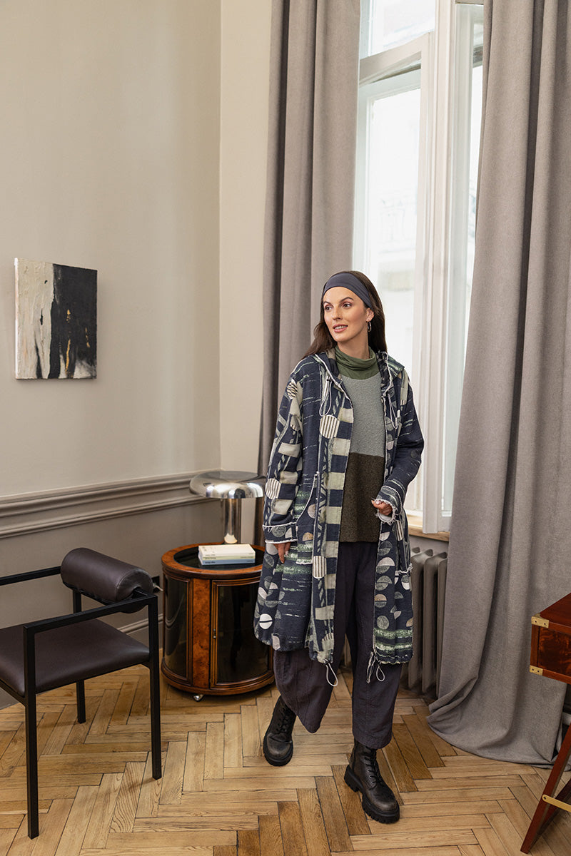 Turtleneck Forest Mist Cotton Blouse 7