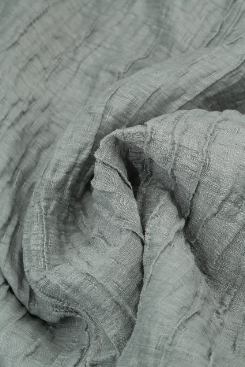 Twin Pockets Crinkled Sage Silk Linen Tunic 5