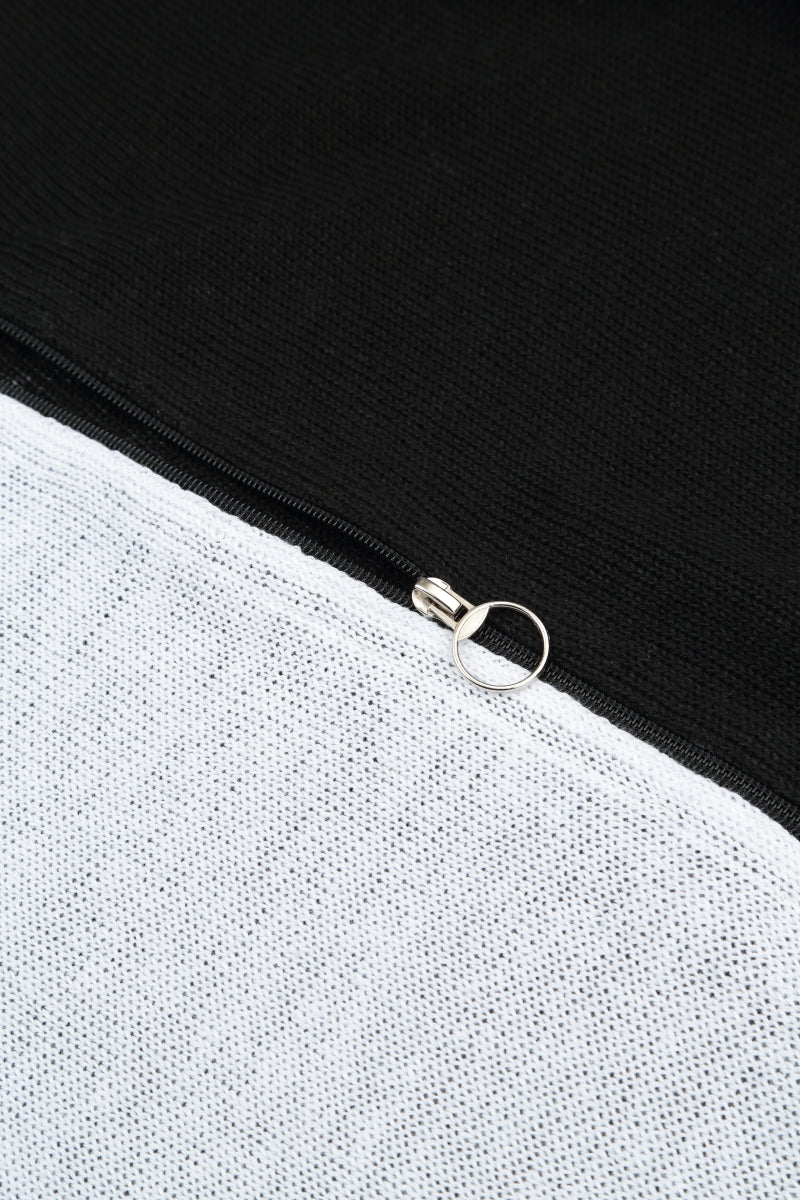 Two-Tone Black & White Linen Cardigan 5