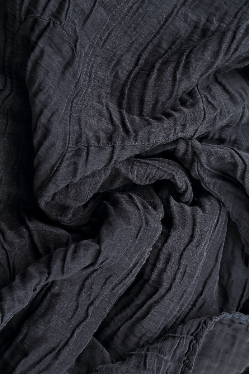 Two Pockets Crinkled Graphite Blue Silk Linen Tunic 5