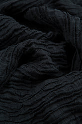 Two Pockets Crinkled Midnight Blue Silk Linen Tunic 5