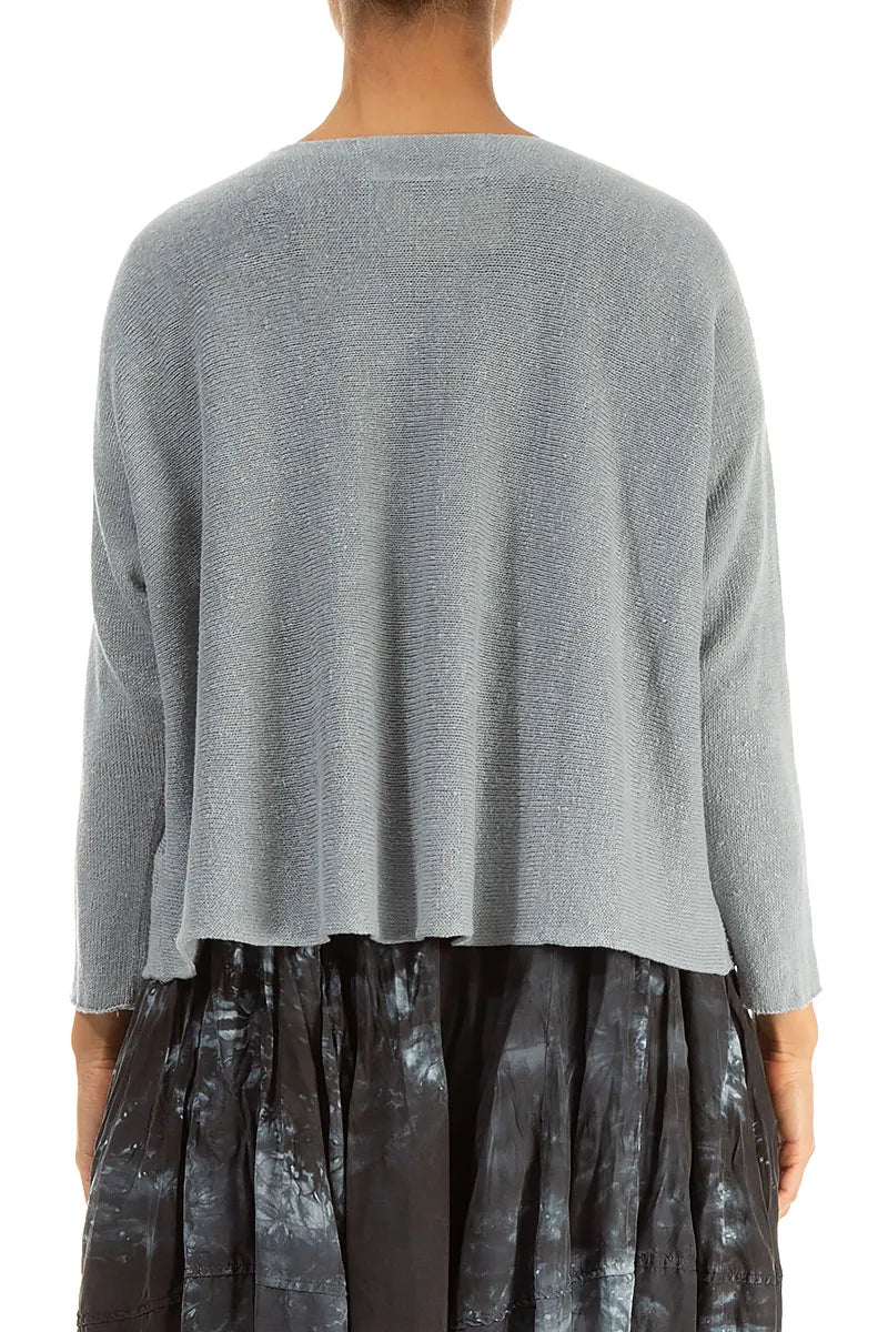 Two Pockets Grey Linen Cardigan