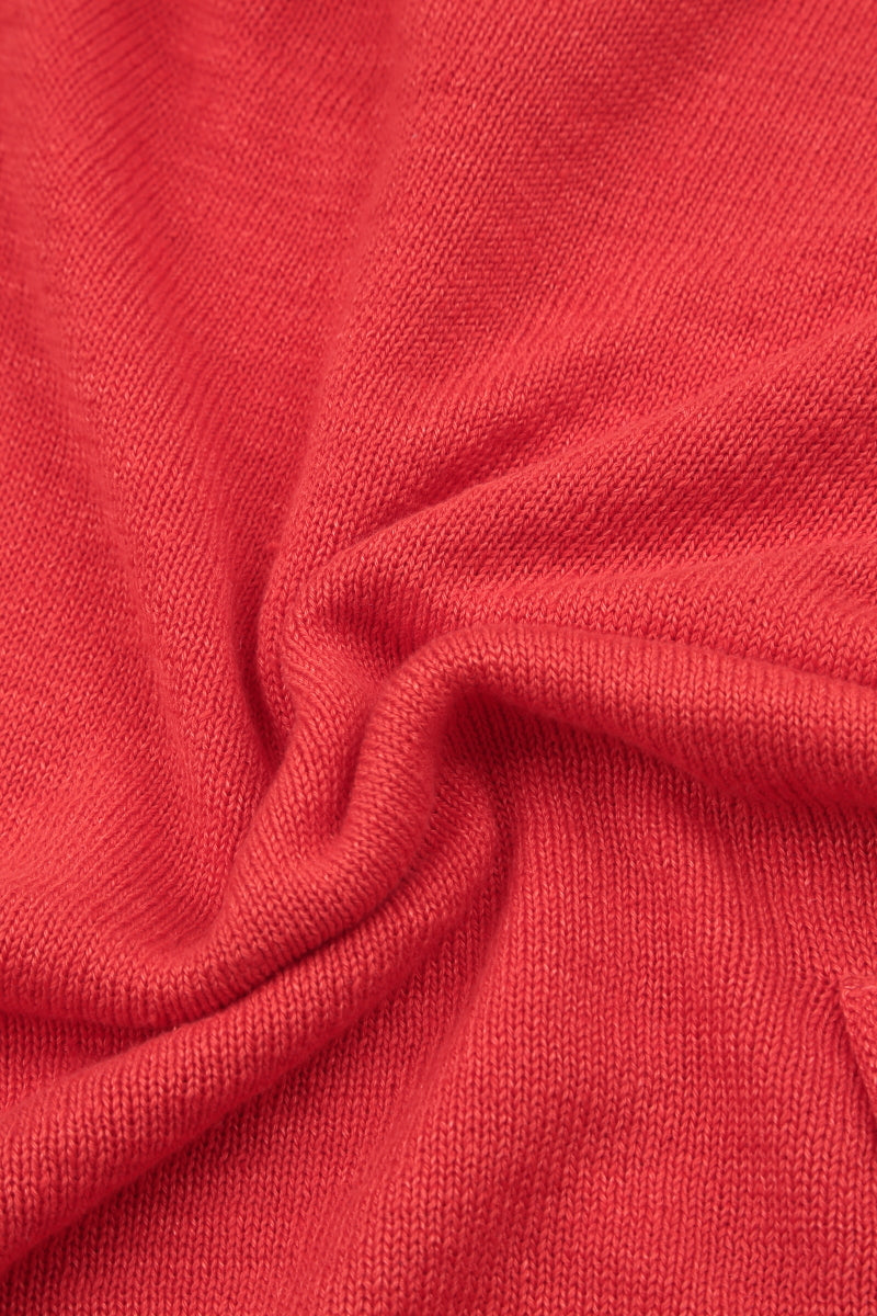 Two Pockets Red Linen Cardigan 5