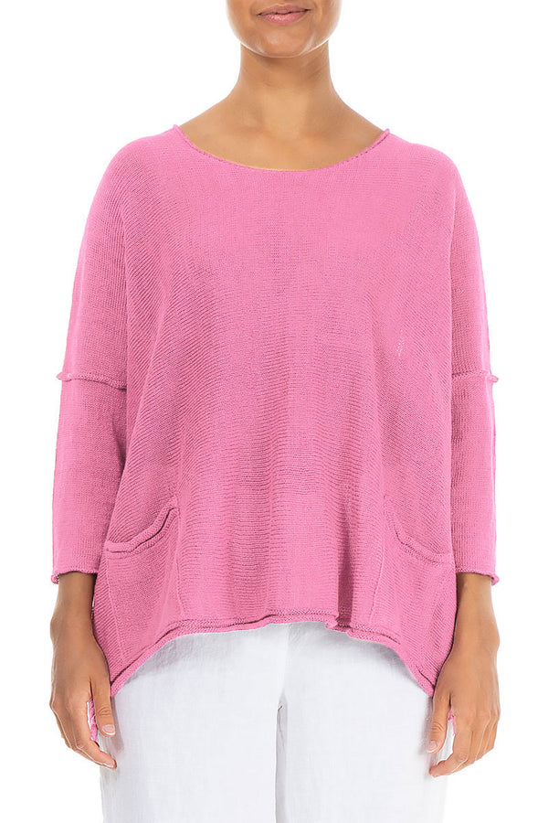 Two Pockets Taffy Pink Linen Jumper 1