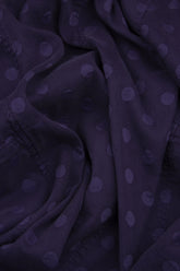 V-Neck Balloon Dotty Royal Purple Silk Dress 5