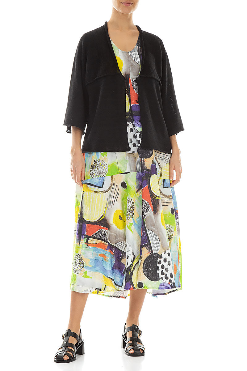 V-Neck Black Linen Cardigan 4
