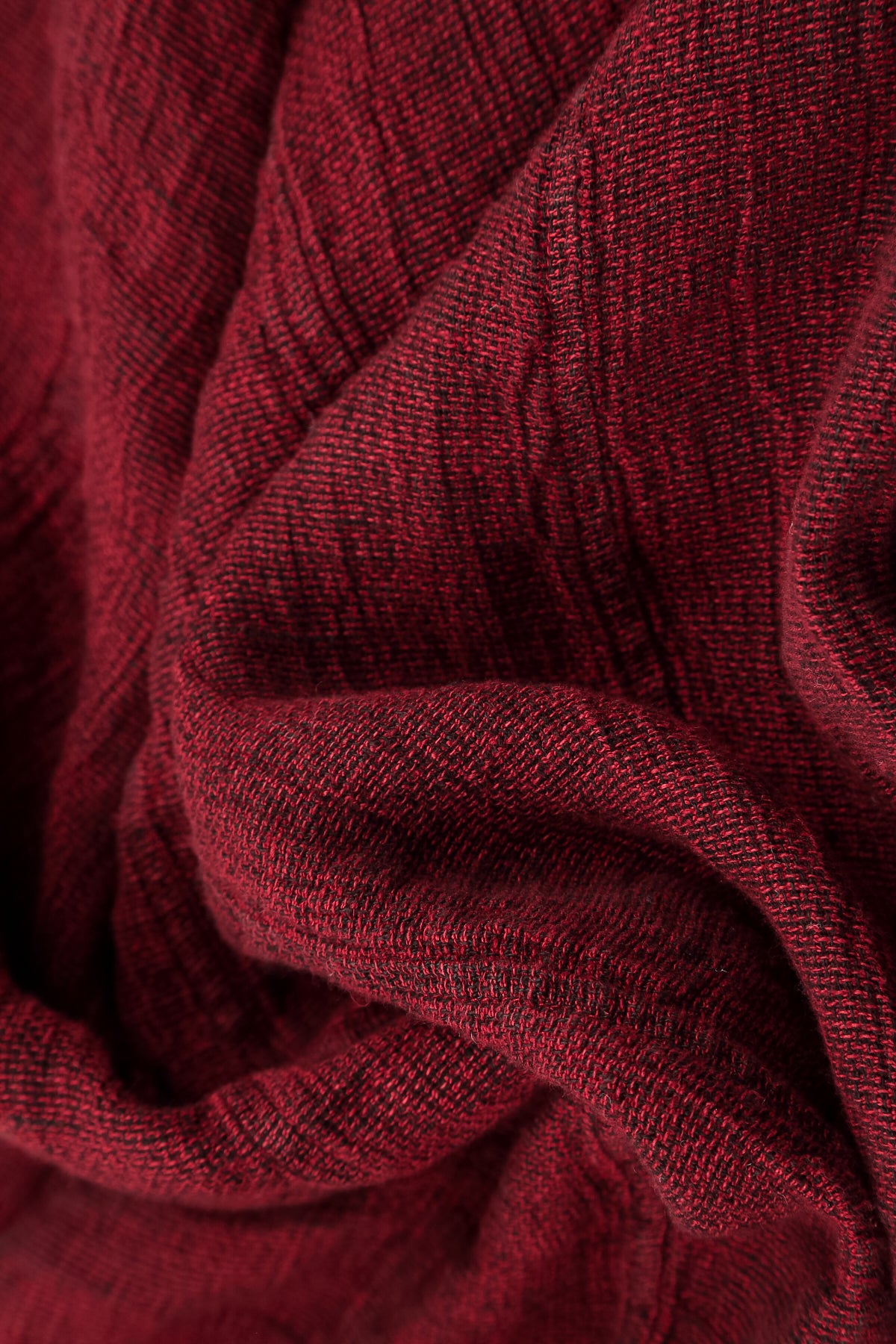 V-Neck Cherry Red Mélange Linen Blouse 5