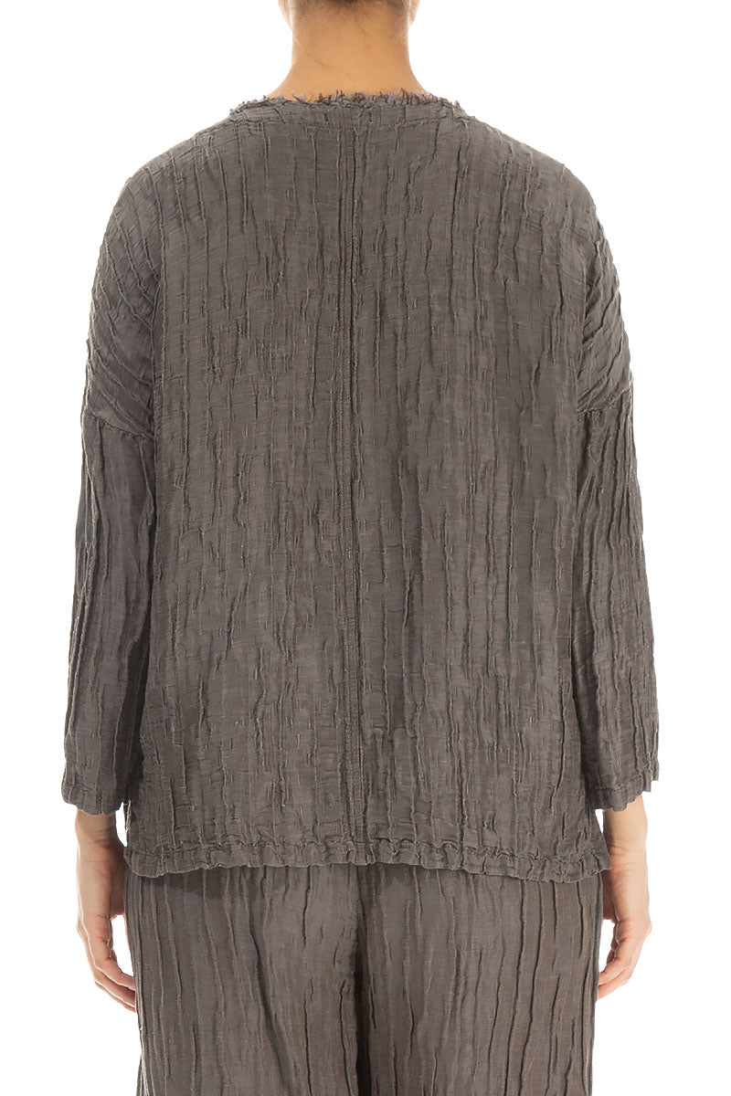 V-Neck Crinkled Truffle Silk Blouse 2