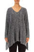 V-Neck Mélange Grey Wool Sweater 1