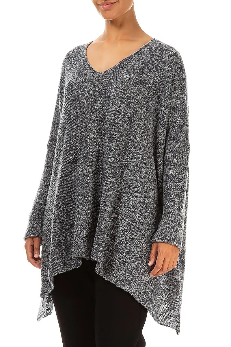 V-Neck Mélange Grey Wool Sweater 3
