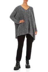 V-Neck Mélange Grey Wool Sweater 4