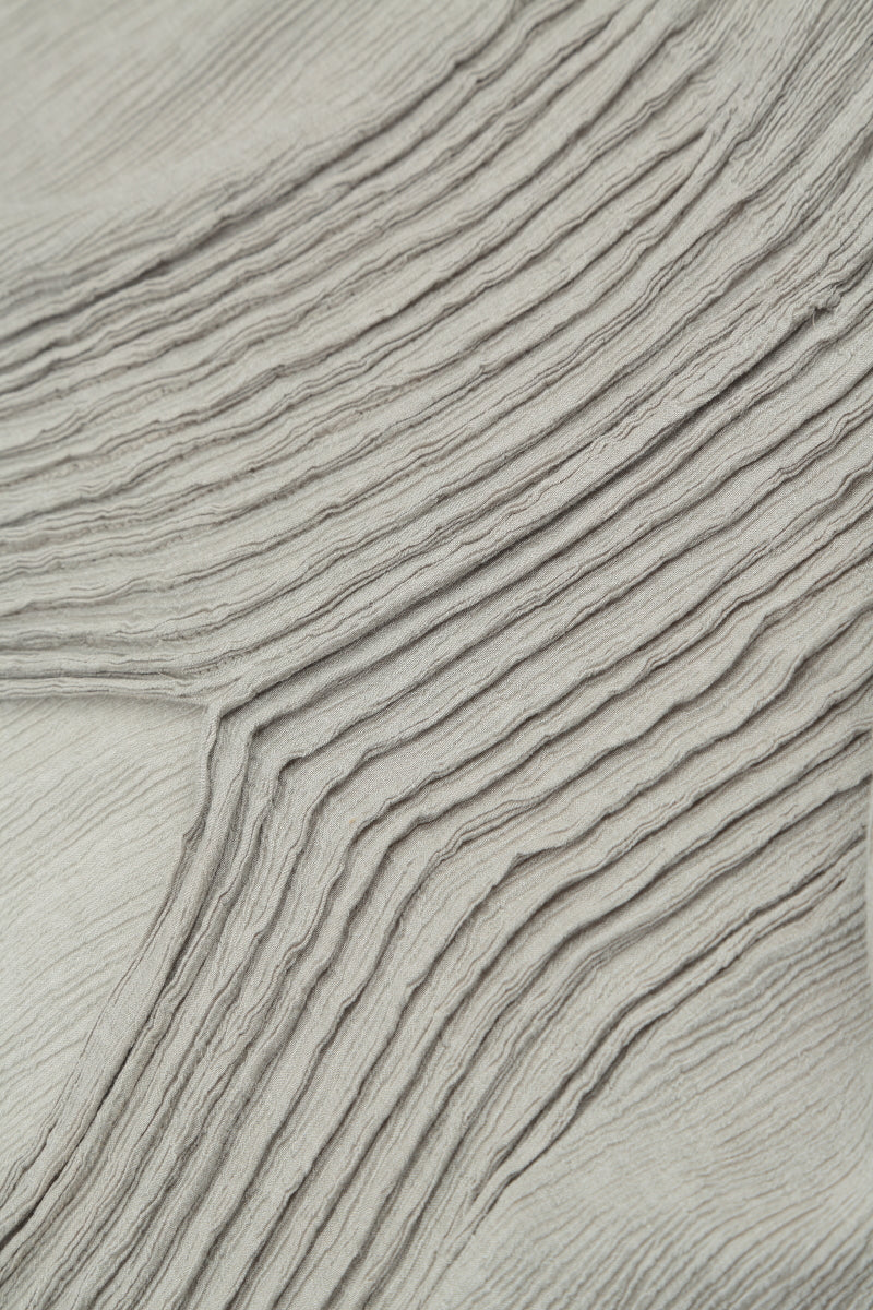 V-Neck Pin Tucks Beige Silk Viscose Blouse 6