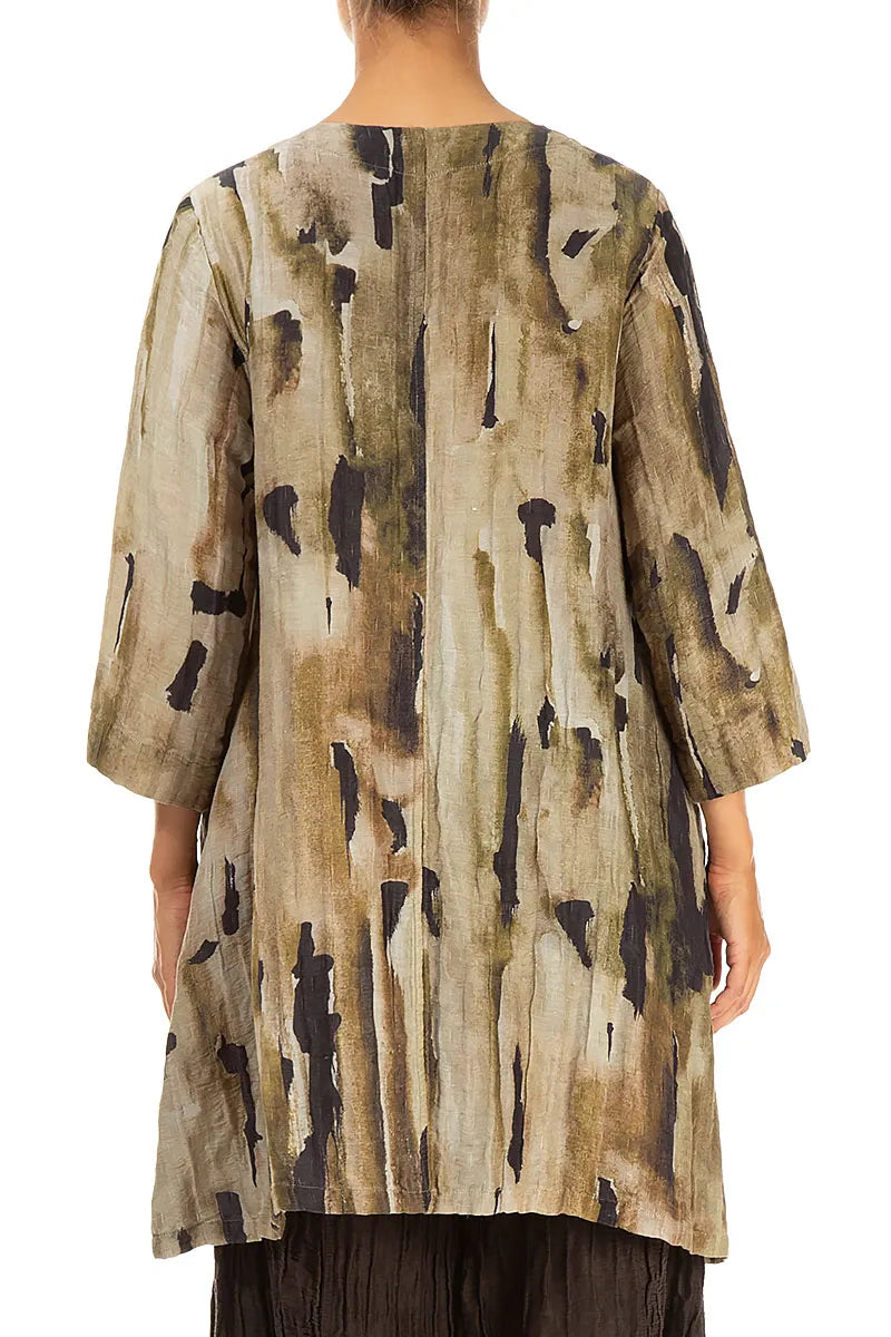 V-Neck Terra Crinkled Silk Linen Tunic 2