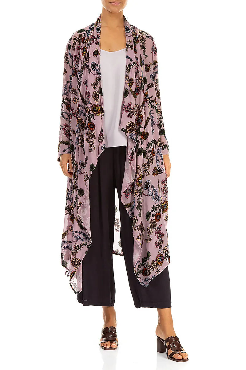 Velvet Blooms Devoré Open Silk Jacket 4