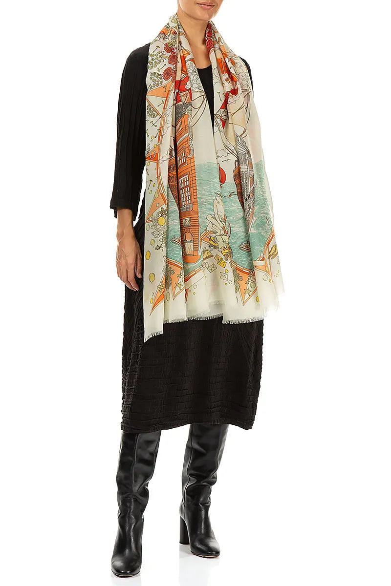 Écharpe en soie et cachemire Voyage vénitien