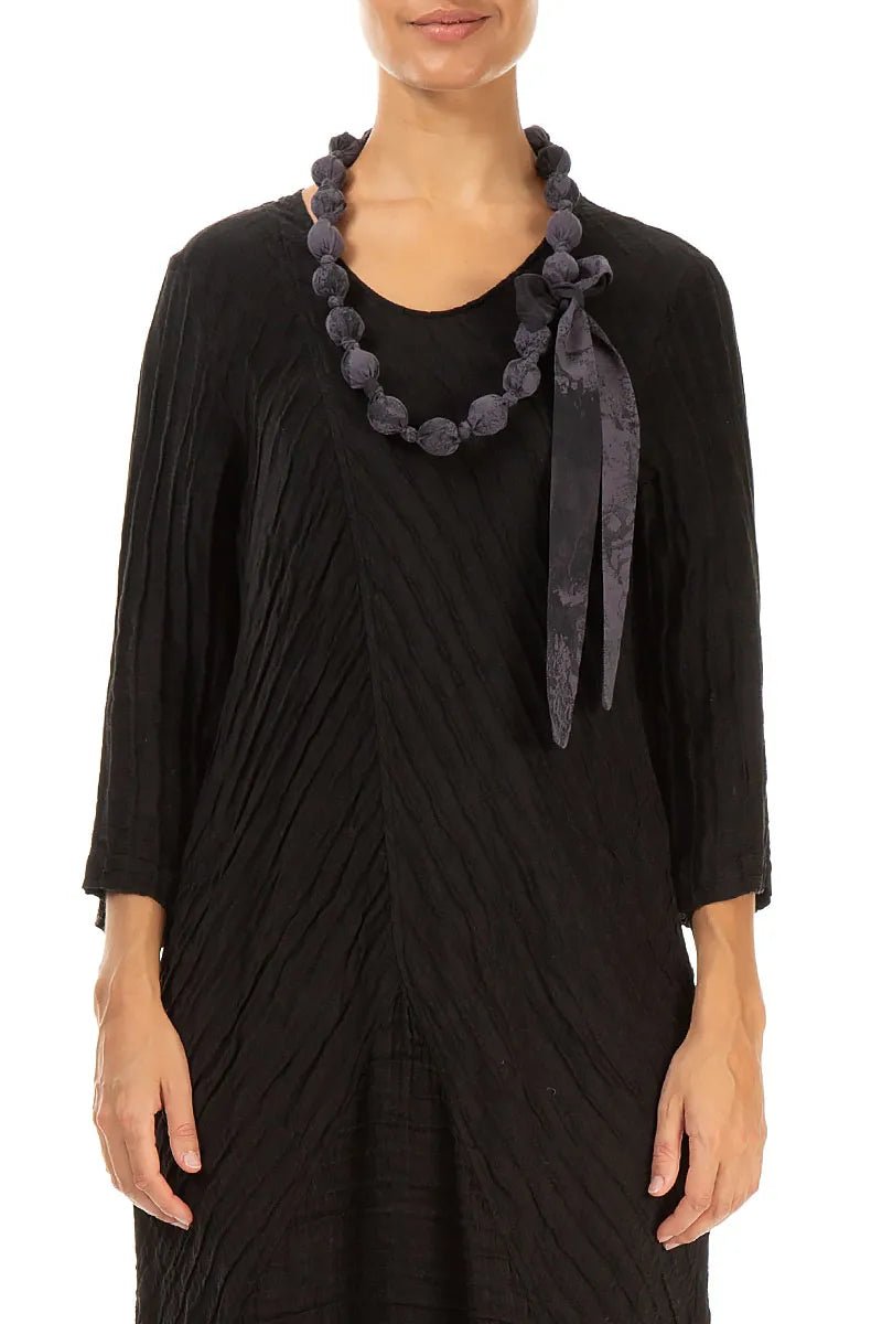 Vintage Violet Alabaster Silk Cotton Bead Necklace 1