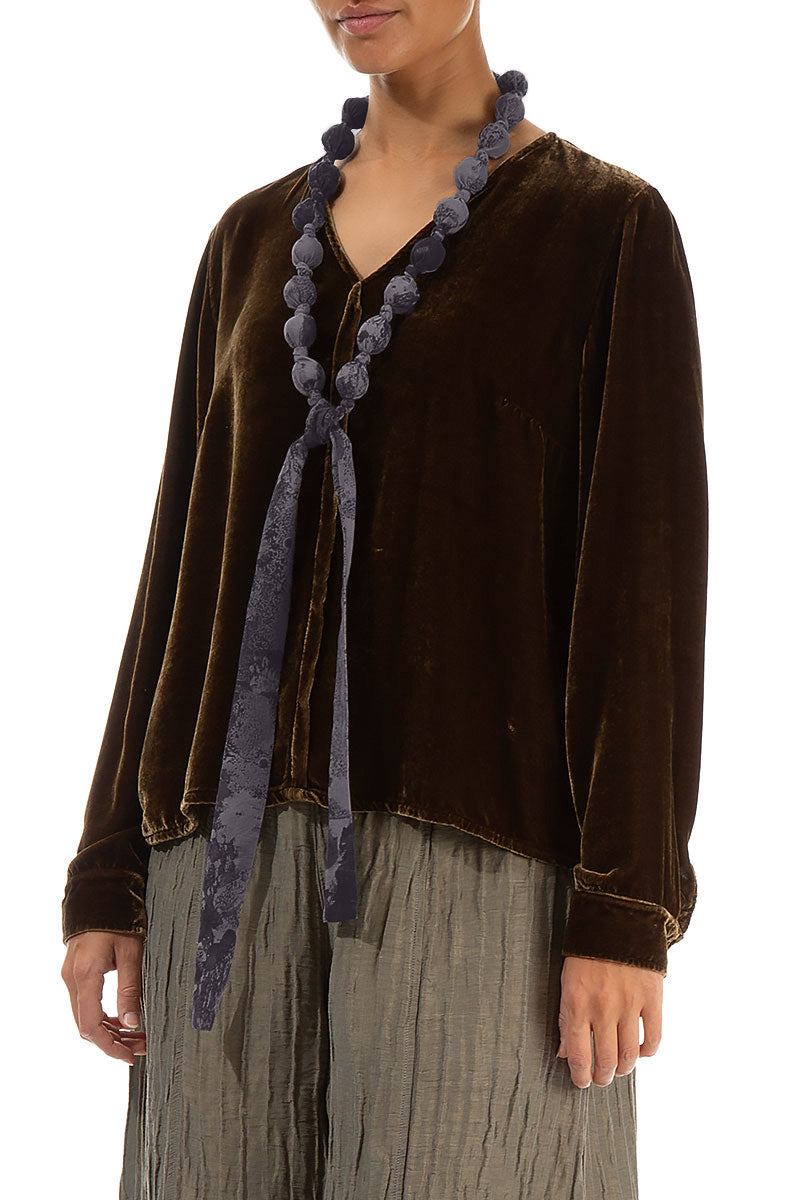 Vintage Violet Alabaster Silk Cotton Bead Necklace 3