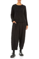 Wavy Seam Black Wool Sweater 4