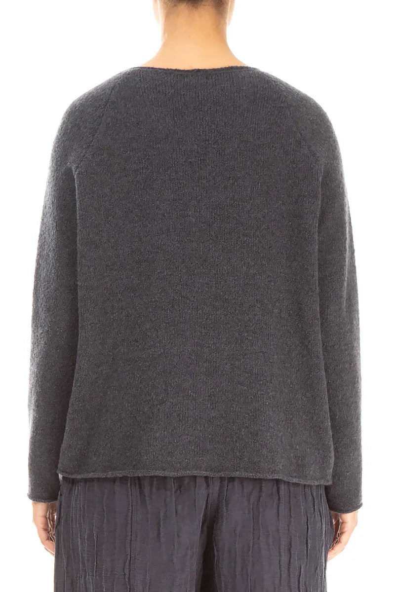 Wavy Seam Dark Grey Wool Sweater 2