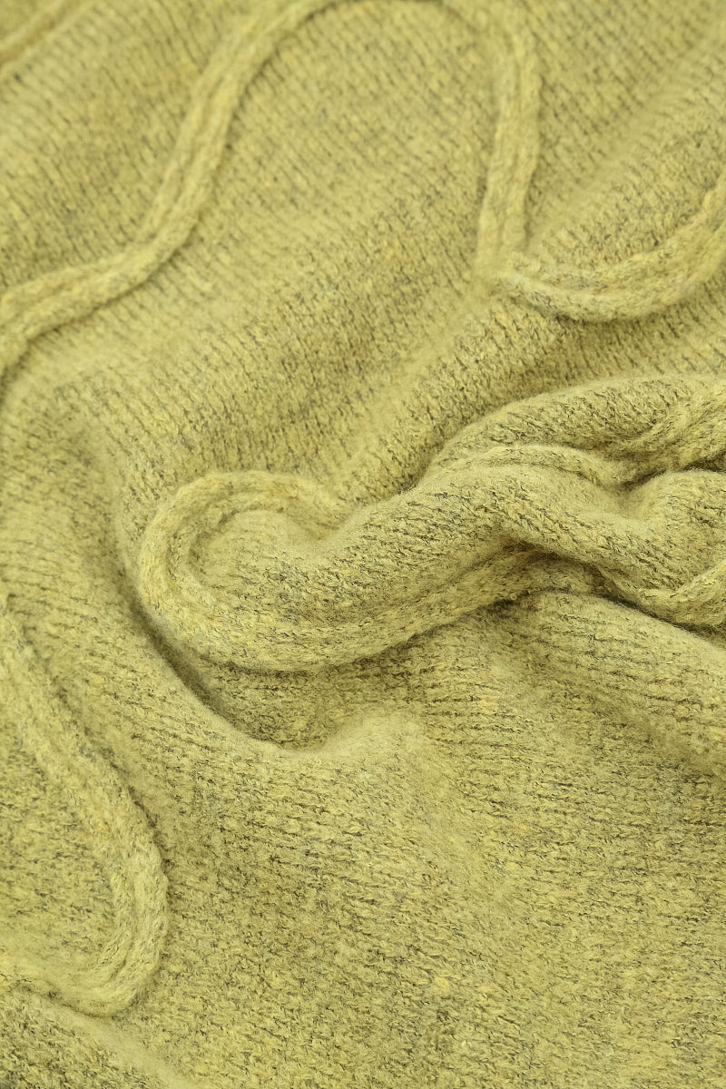 Wavy Seam Golden Lime Wool Sweater 5