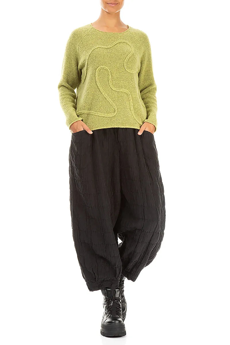 Wavy Seam Golden Lime Wool Sweater 4