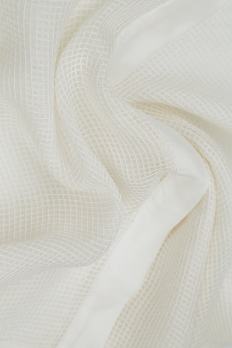 White Centre Placket Mesh Silk Jacket 6