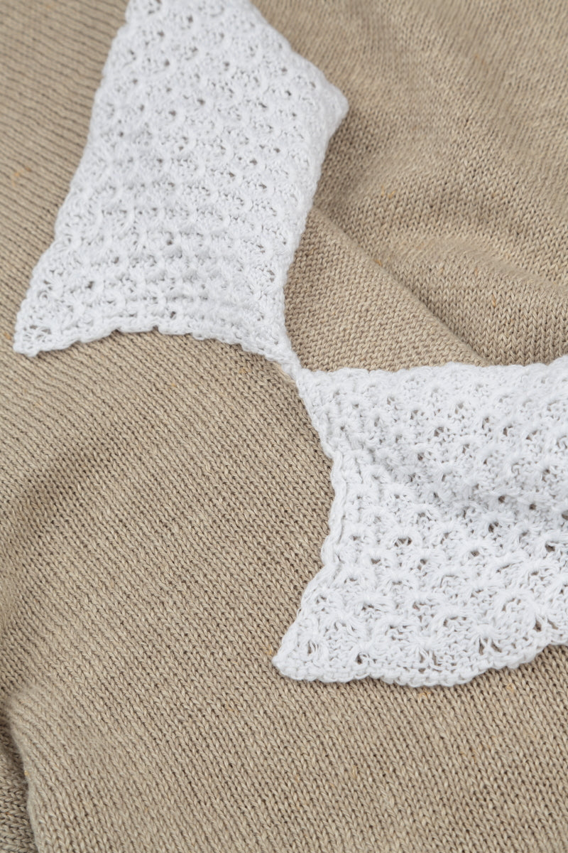 White Collar Natural Linen Jumper 5