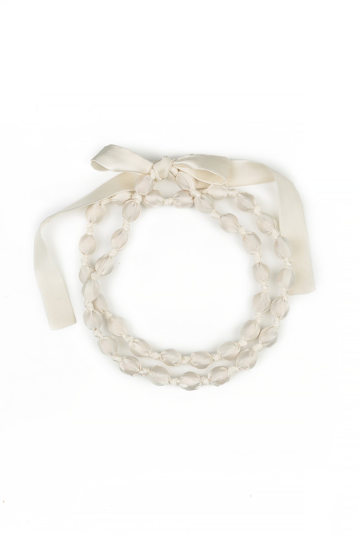 White Silk Fine Bead Necklace 4