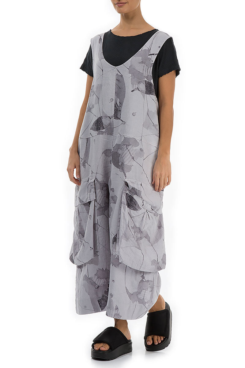 Wide Loose Lilac Grey Mirage Linen Jumpsuit 4