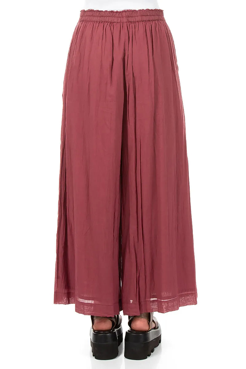 Wide Antique Ruby Crumpled Cotton Trousers 2