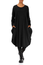 Wide Black Cotton Dress 4