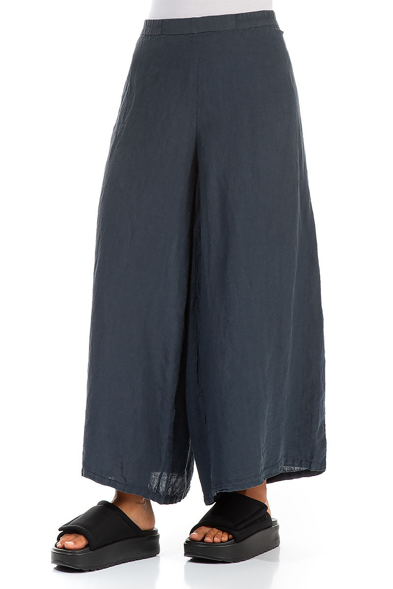 Wide Charcoal Linen Trousers 3