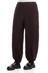Wide Crinkled Dark Violet Silk Trousers 3