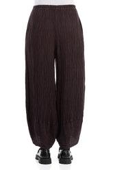 Wide Crinkled Dark Violet Silk Trousers 2