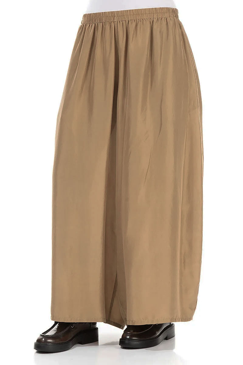 Wide Flowy Aged Copper Pure Silk Trousers 3