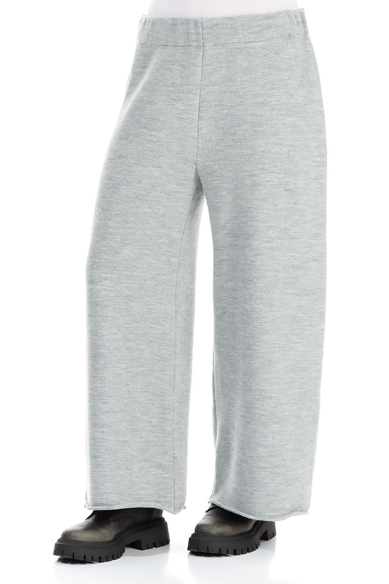 Wide Grey Knitted Wool Trousers 3