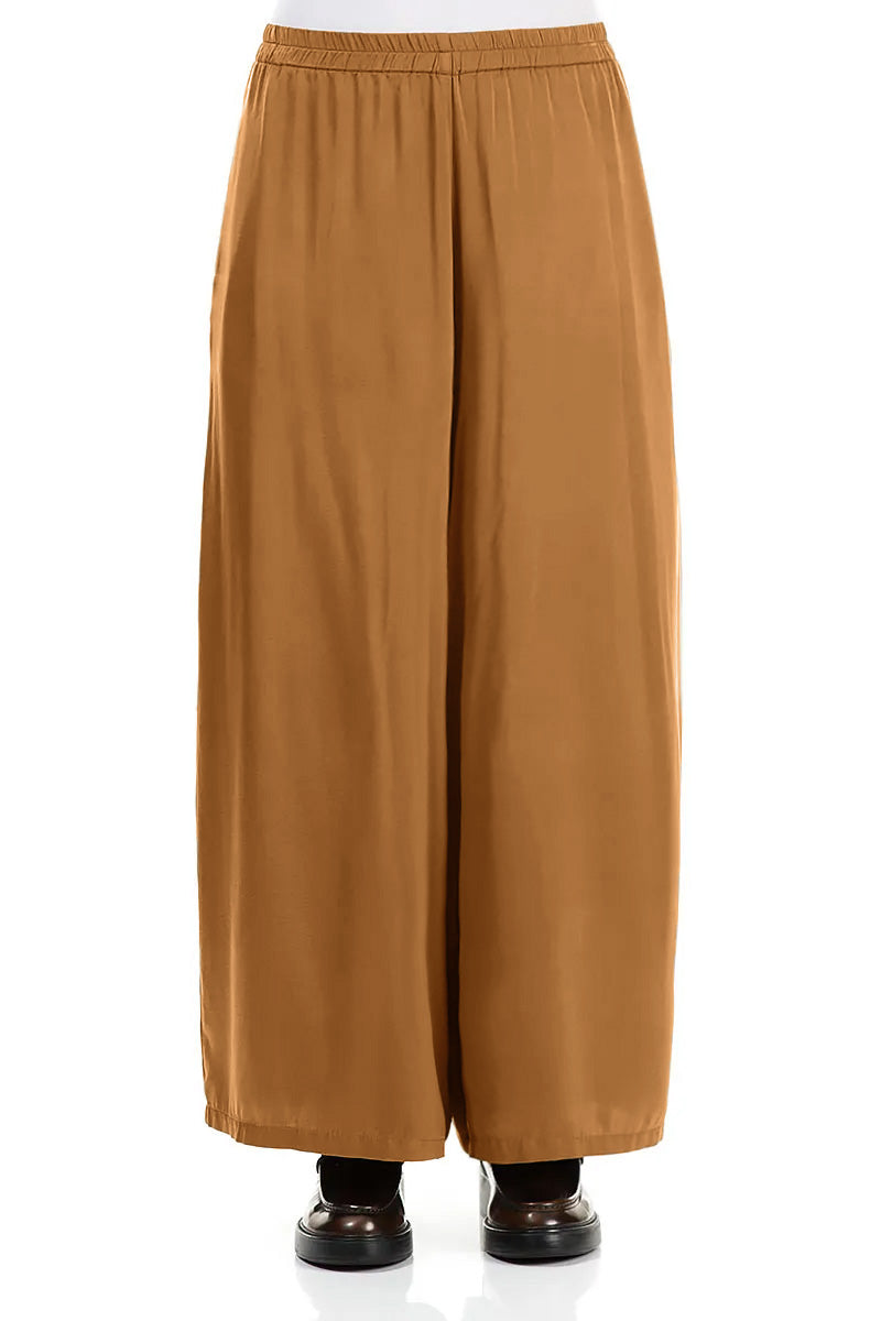 Wide Leg Aged Copper Silk Trousers 1